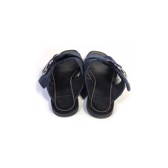TORY BURCH Sandals Blue Suede Slide 'THAMES' Womens Size 6.5 - Picture 6 of 9